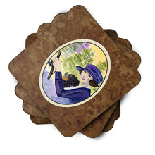 Load image into Gallery viewer, Lady driving with her Pomeranian Coasters - Set of 4 Lightweight Foam, Absorbent Drink Coasters