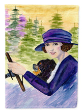 Load image into Gallery viewer, Lady driving with her Pomeranian Garden Flag - Outdoor Decorative Yard Flag