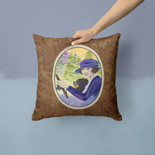 Load image into Gallery viewer, Lady driving with her Pomeranian Throw Pillow - 14x14 Decorative Pillow – Art for Your Home &amp; Patio