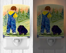 Load image into Gallery viewer, Little Boy with his  Pomeranian Ceramic Night Light SS8544CNL