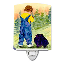 Load image into Gallery viewer, Little Boy with his  Pomeranian Ceramic Night Light SS8544CNL