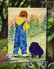 Load image into Gallery viewer, Little Boy with his  Pomeranian Garden Flag - Outdoor Decorative Yard Flag