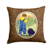 Load image into Gallery viewer, Little Boy with his  Pomeranian Throw Pillow - 14x14 Decorative Pillow – Art for Your Home &amp; Patio