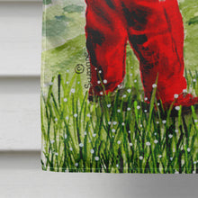 Load image into Gallery viewer, Little Boy with his  Golden Retriever Flag Canvas House Size