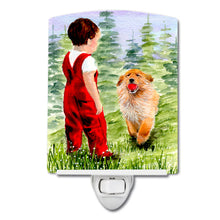 Load image into Gallery viewer, Little Boy with his  Golden Retriever Ceramic Night Light SS8545CNL