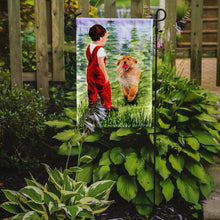 Load image into Gallery viewer, Little Boy with his  Golden Retriever Garden Flag - Outdoor Decorative Yard Flag