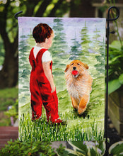Load image into Gallery viewer, Little Boy with his  Golden Retriever Garden Flag - Outdoor Decorative Yard Flag