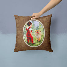 Load image into Gallery viewer, Little Boy with his  Golden Retriever Throw Pillow - 14x14 Decorative Pillow – Art for Your Home &amp; Patio