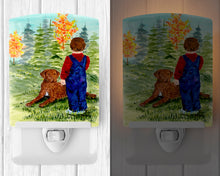 Load image into Gallery viewer, Little boy with his Chesapeake Bay Retriever Ceramic Night Light SS8547CNL