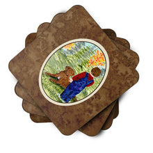 Load image into Gallery viewer, Little boy with his Chesapeake Bay Retriever Coasters - Set of 4 Lightweight Foam, Absorbent Drink Coasters