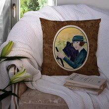 Load image into Gallery viewer, Lady driving with her Briard Throw Pillow - 14x14 Decorative Pillow – Art for Your Home &amp; Patio