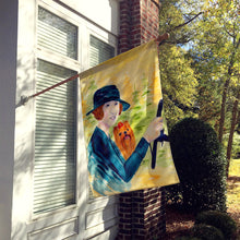 Load image into Gallery viewer, Lady driving with her Yorkie Flag Canvas House Size