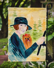Load image into Gallery viewer, Lady driving with her Yorkie Garden Flag - Outdoor Decorative Yard Flag
