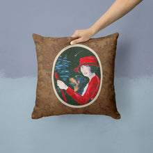 Load image into Gallery viewer, Lady driving with her Rottweiler Throw Pillow - 14x14 Decorative Pillow – Art for Your Home &amp; Patio