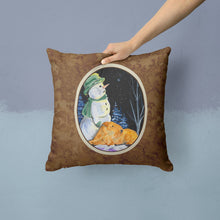 Load image into Gallery viewer, Snowman with Welsh Terrier Throw Pillow - 14x14 Decorative Pillow – Art for Your Home &amp; Patio