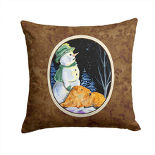 Load image into Gallery viewer, Snowman with Welsh Terrier Throw Pillow - 14x14 Decorative Pillow – Art for Your Home &amp; Patio