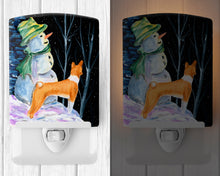 Load image into Gallery viewer, Snowman with Basenji Ceramic Night Light SS8556CNL