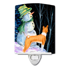 Load image into Gallery viewer, Snowman with Basenji Ceramic Night Light SS8556CNL