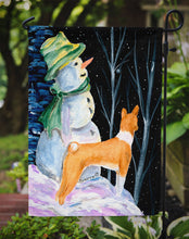 Load image into Gallery viewer, Snowman with Basenji Garden Flag - Outdoor Decorative Yard Flag