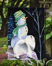 Load image into Gallery viewer, Snowman with Keeshond Garden Flag - Outdoor Decorative Yard Flag