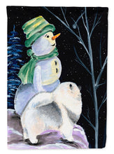 Load image into Gallery viewer, Snowman with Keeshond Garden Flag - Outdoor Decorative Yard Flag