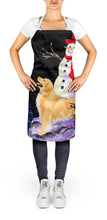Load image into Gallery viewer, Golden Retriever with Snowman in red Hat Apron – Artist-Designed Kitchen, BBQ &amp; Craft Apron