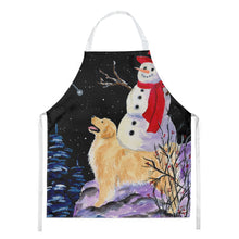 Load image into Gallery viewer, Golden Retriever with Snowman in red Hat Apron – Artist-Designed Kitchen, BBQ &amp; Craft Apron