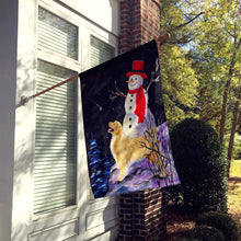 Load image into Gallery viewer, Golden Retriever Flag with Snowman in red Hat Canvas House Size