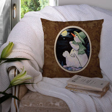 Load image into Gallery viewer, Snowman with Westie Throw Pillow - 14x14 Decorative Pillow – Art for Your Home &amp; Patio