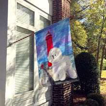 Load image into Gallery viewer, Lighthouse with Bichon Frise Flag Canvas House Size