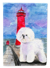 Load image into Gallery viewer, Lighthouse with Bichon Frise Flag Canvas House Size