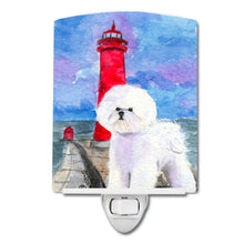 Load image into Gallery viewer, Lighthouse with Bichon Frise Ceramic Night Light SS8891CNL
