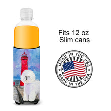 Load image into Gallery viewer, Lighthouse with Bichon Frise Slim Can Hugger – Fun &amp; Functional Drink Coolers SS8891MUK