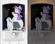 Load image into Gallery viewer, Snowman with Bearded Collie Ceramic Night Light SS8947CNL