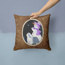 Load image into Gallery viewer, Snowman with Bearded Collie Throw Pillow - 14x14 Decorative Pillow – Art for Your Home &amp; Patio