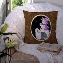 Load image into Gallery viewer, Snowman with Bearded Collie Throw Pillow - 14x14 Decorative Pillow – Art for Your Home &amp; Patio