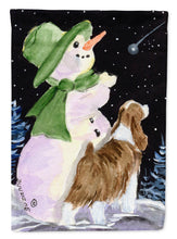 Load image into Gallery viewer, Snowman with English Springer Spaniel Flag Canvas House Size