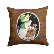 Load image into Gallery viewer, Snowman with Springer Spaniel Throw Pillow - 14x14 Decorative Pillow – Art for Your Home &amp; Patio
