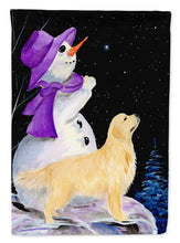 Load image into Gallery viewer, Snowman with Golden Retriever Flag Canvas House Size