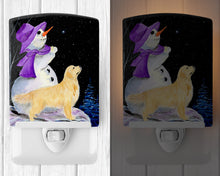 Load image into Gallery viewer, Snowman with Golden Retriever Ceramic Night Light SS8950CNL
