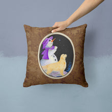 Load image into Gallery viewer, Snowman with Golden Retriever Throw Pillow - 14x14 Decorative Pillow – Art for Your Home &amp; Patio