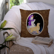 Load image into Gallery viewer, Snowman with Golden Retriever Throw Pillow - 14x14 Decorative Pillow – Art for Your Home &amp; Patio