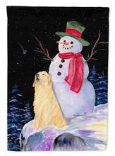 Load image into Gallery viewer, Snowman with Golden Retriever Flag Canvas House Size