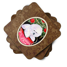 Load image into Gallery viewer, Christmas Tree with  Bichon Frise Coasters - Set of 4 Lightweight Foam, Absorbent Drink Coasters