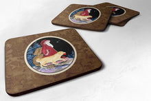 Load image into Gallery viewer, Santa Claus with  Golden Retriever Coasters - Set of 4 Lightweight Foam, Absorbent Drink Coasters