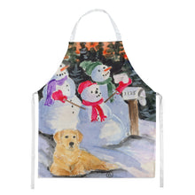 Load image into Gallery viewer, Snowman with Golden Retriever Apron – Artist-Designed Kitchen, BBQ &amp; Craft Apron