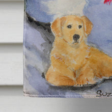 Load image into Gallery viewer, Snowman with Golden Retriever Flag Canvas House Size