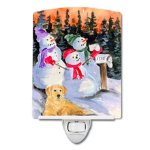 Load image into Gallery viewer, Snowman with Golden Retriever Ceramic Night Light SS8989CNL