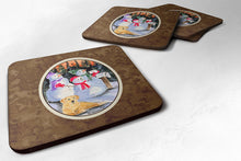 Load image into Gallery viewer, Snowman with Golden Retriever Coasters - Set of 4 Lightweight Foam, Absorbent Drink Coasters