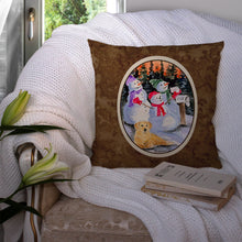 Load image into Gallery viewer, Snowman with Golden Retriever Throw Pillow - 14x14 Decorative Pillow – Art for Your Home &amp; Patio